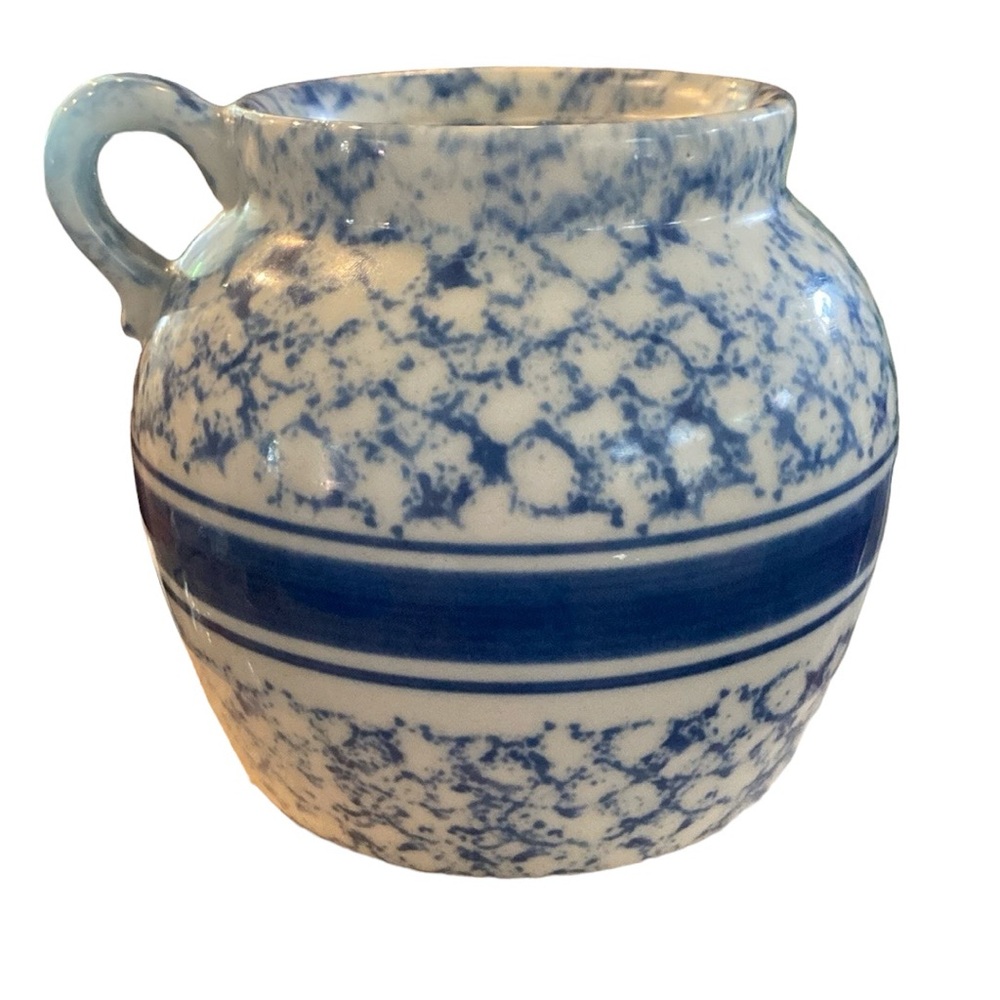 Prestige Place Blue Sponge Paint Bean Pot